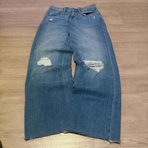 28x28 Blue Baggy Wide Leg Faded Jeans Vintage Y2K